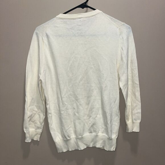 Down East Basic Womens Ruffle Front Ivory Cardigan L Feminine Cottage Twee Angel - Picture 6 of 11